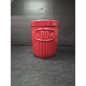 Paula‎ Deen Utensil Holder Dark Red w/ Dark Speckled 6" Cranberry Ceramic Crock